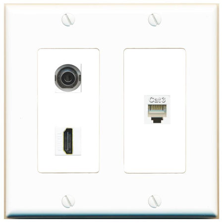3.5mm HDMI PHONE Wall Plate [White]