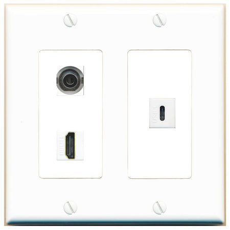 3.5mm HDMI USBC Wall Plate [White]