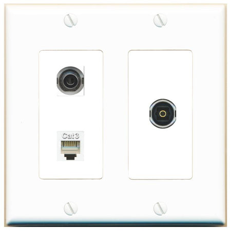 3.5mm PHONE TOSLINK Wall Plate [White]