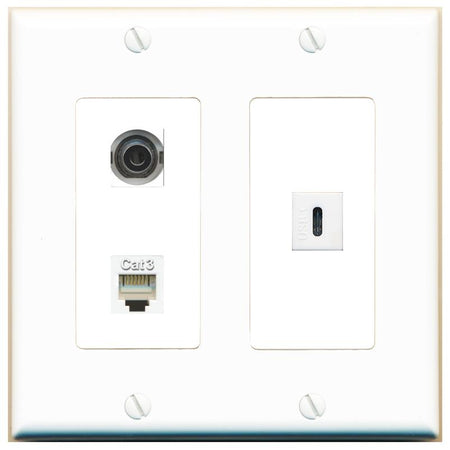 3.5mm PHONE USBC Wall Plate [White]