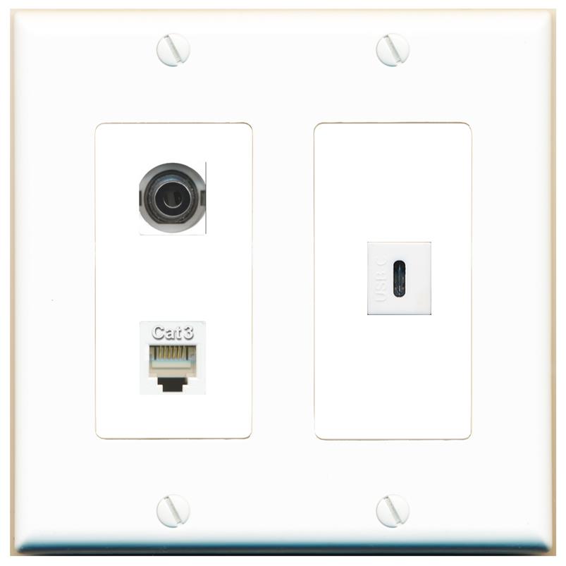 3.5mm PHONE USBC Wall Plate [White]