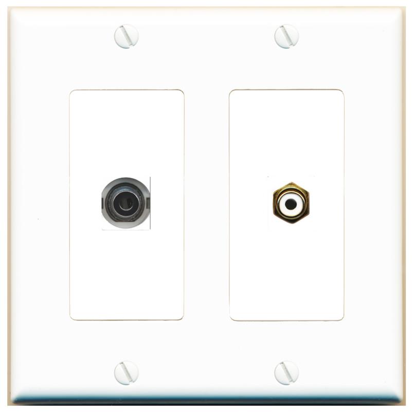 3.5mm RCA-WHITE Wall Plate [White]