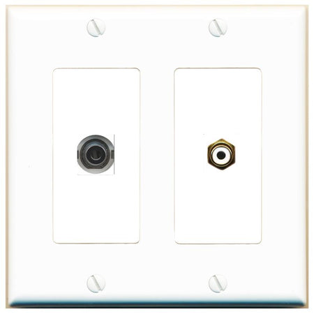 3.5mm RCA-WHITE Wall Plate [White]