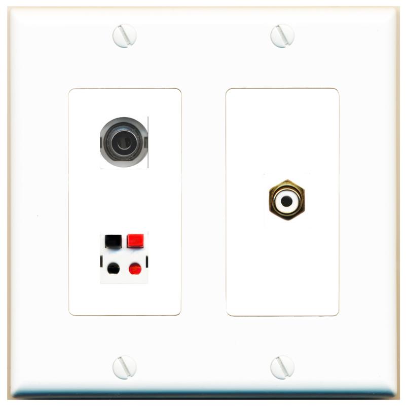 3.5mm RCA-WHITE SPEAKER Wall Plate [White]