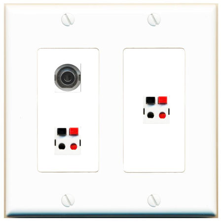 3.5mm 2 SPEAKER Wall Plate [White]