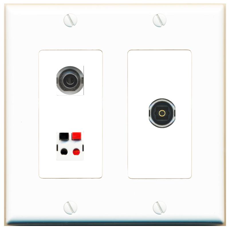 3.5mm SPEAKER TOSLINK Wall Plate [White]