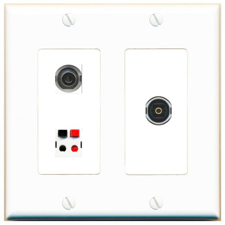 3.5mm SPEAKER TOSLINK Wall Plate [White]