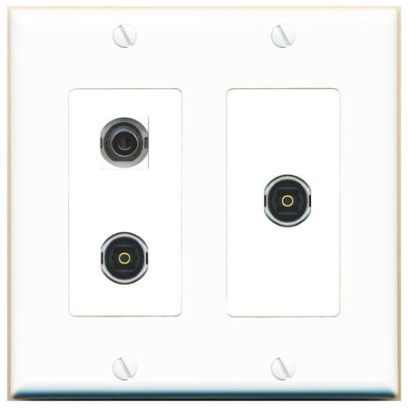 3.5mm 2 TOSLINK Wall Plate [White]
