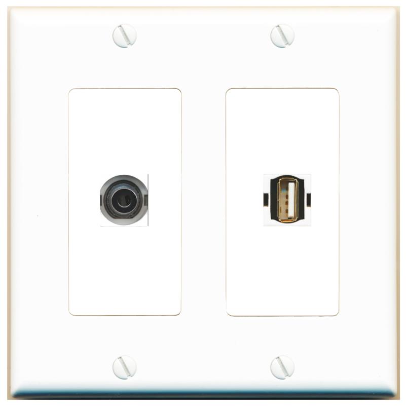 3.5mm USB2 Wall Plate [White]