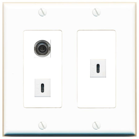 3.5mm 2 USBC Wall Plate [White]