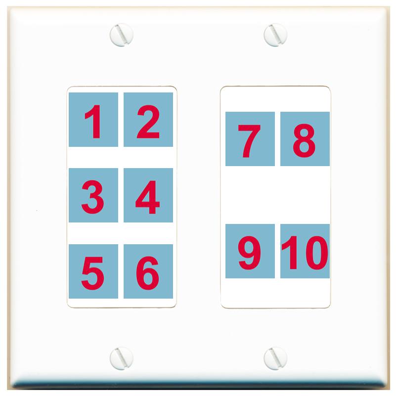 DecorZ Custom Wall Plate White 2 Gang with up to 10 Keystone Ports