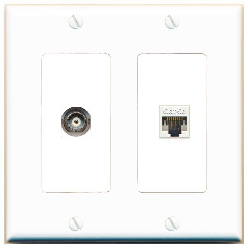 BNC CAT5E Wall Plate [White]