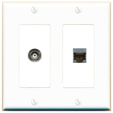 BNC CAT6-SHIELDED Wall Plate [White]