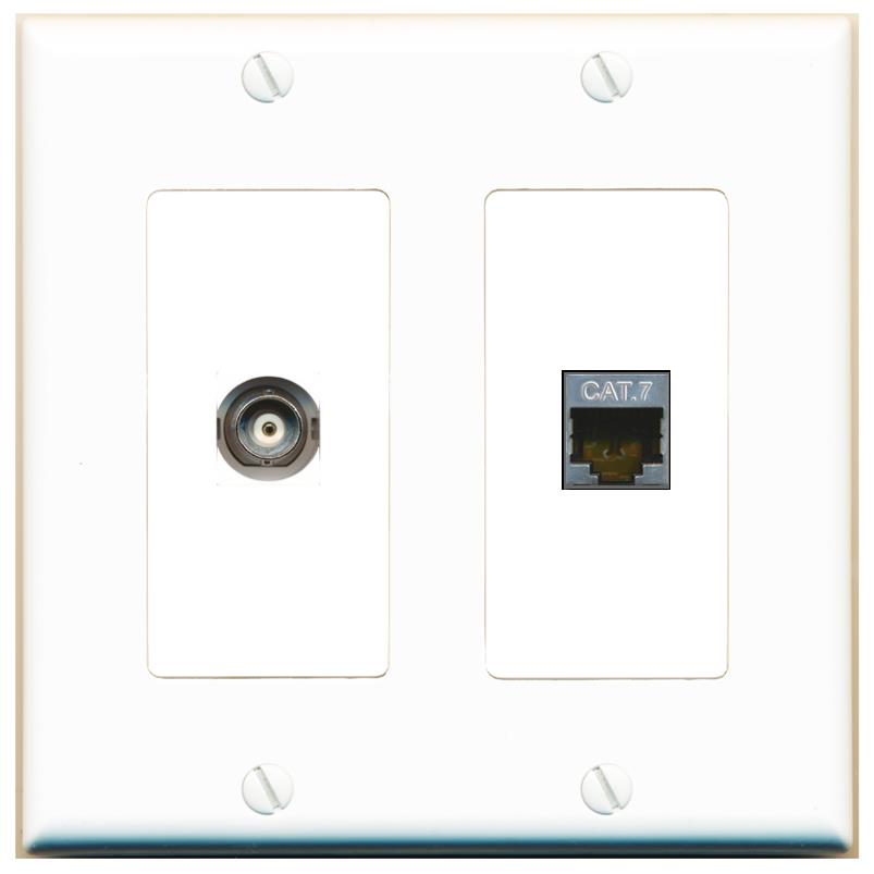 BNC CAT7 Wall Plate [White]