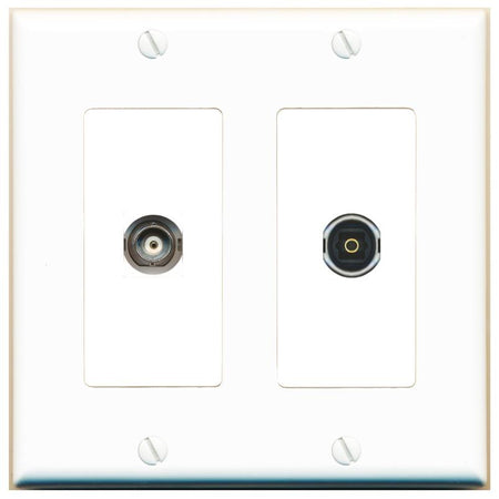 BNC TOSLINK Wall Plate [White]