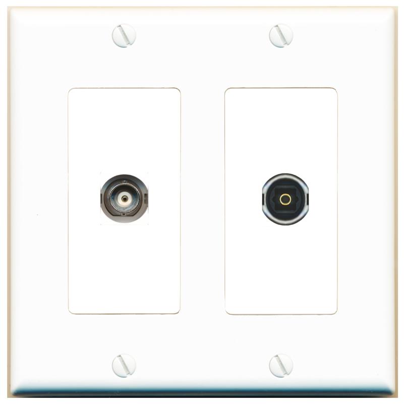 BNC TOSLINK Wall Plate [White]
