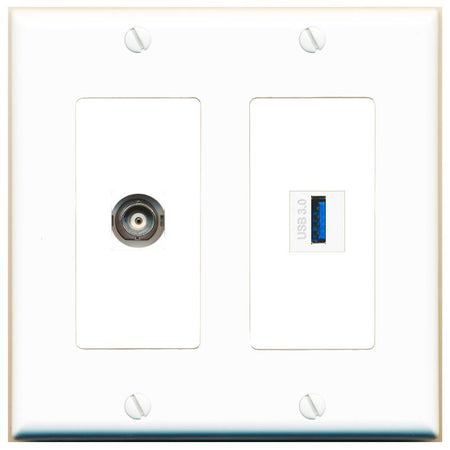 BNC USB-3 Wall Plate [White]