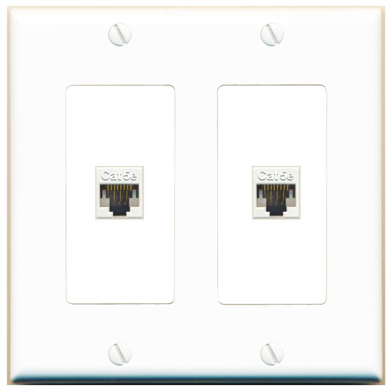 2 CAT5E Wall Plate [White]