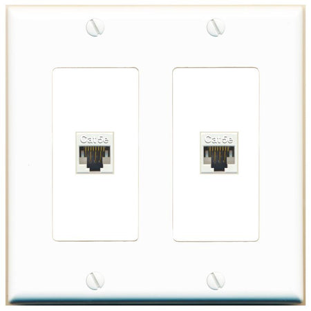 2 CAT5E Wall Plate [White]