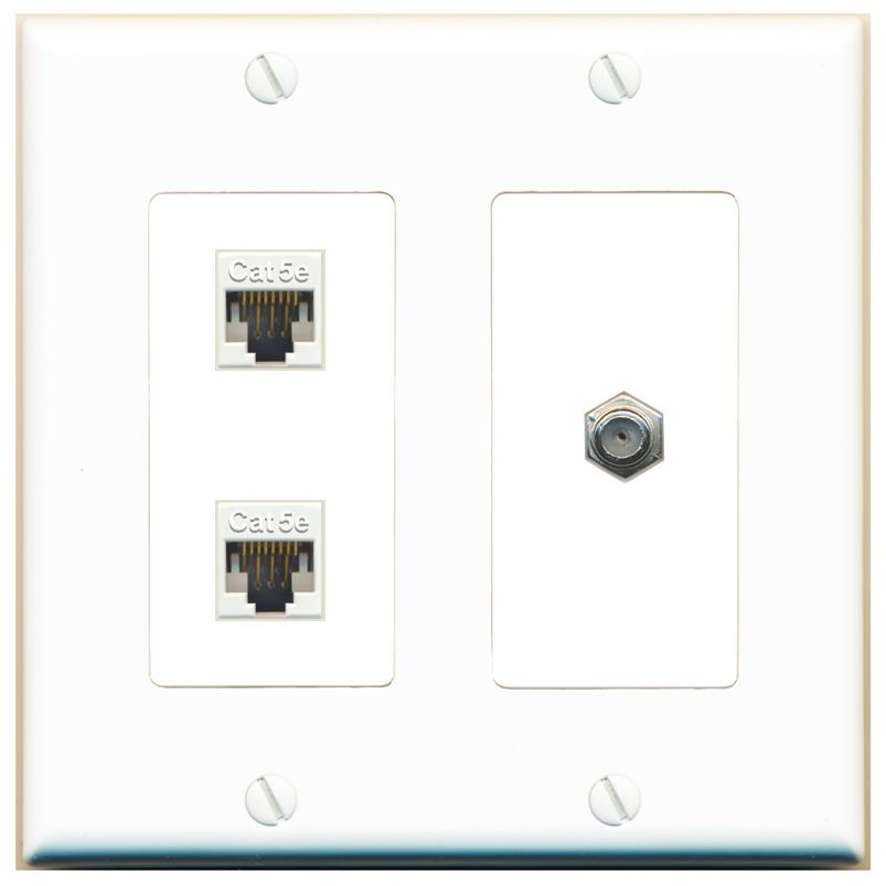 2 CAT5E COAX Wall Plate [White]