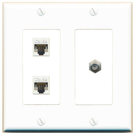2 CAT5E COAX Wall Plate [White]