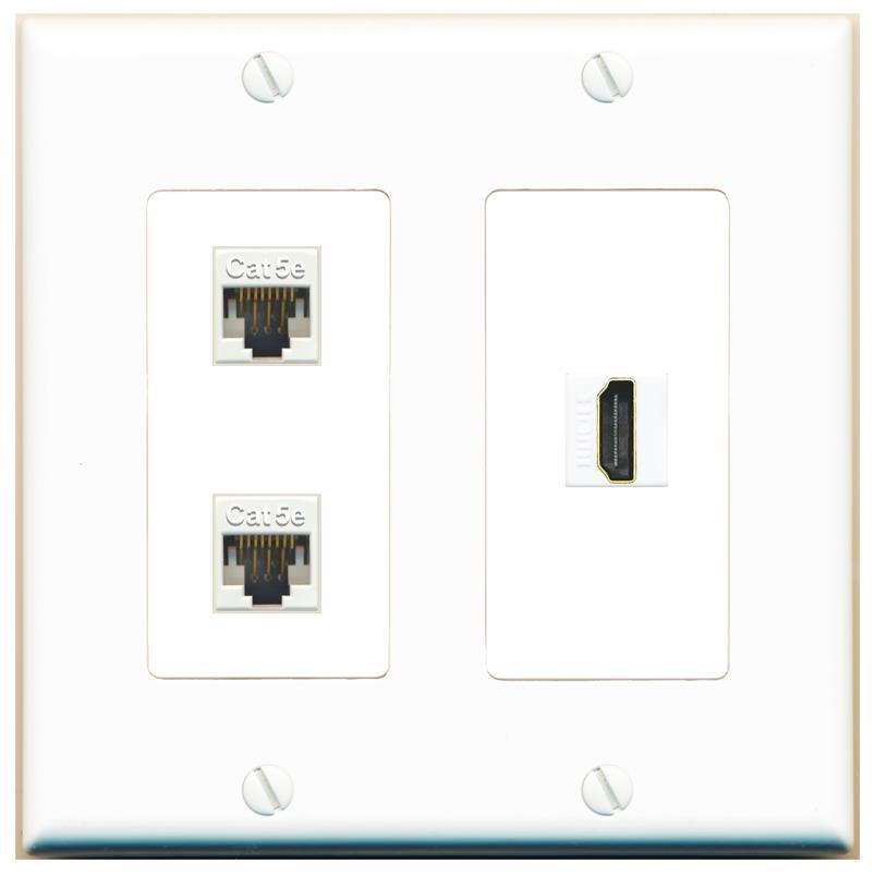 2 CAT5E HDMI Wall Plate [White]