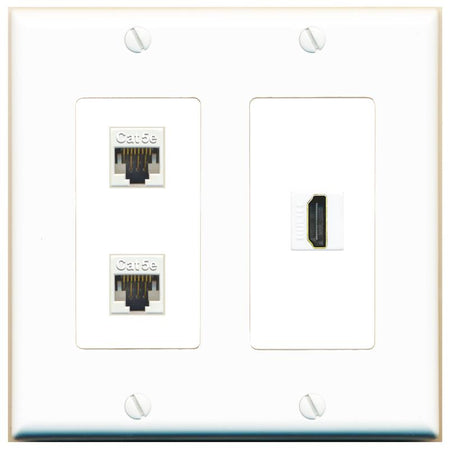 2 CAT5E HDMI Wall Plate [White]