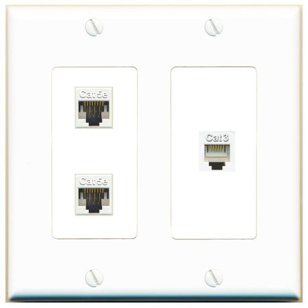 2 CAT5E PHONE Wall Plate [White]