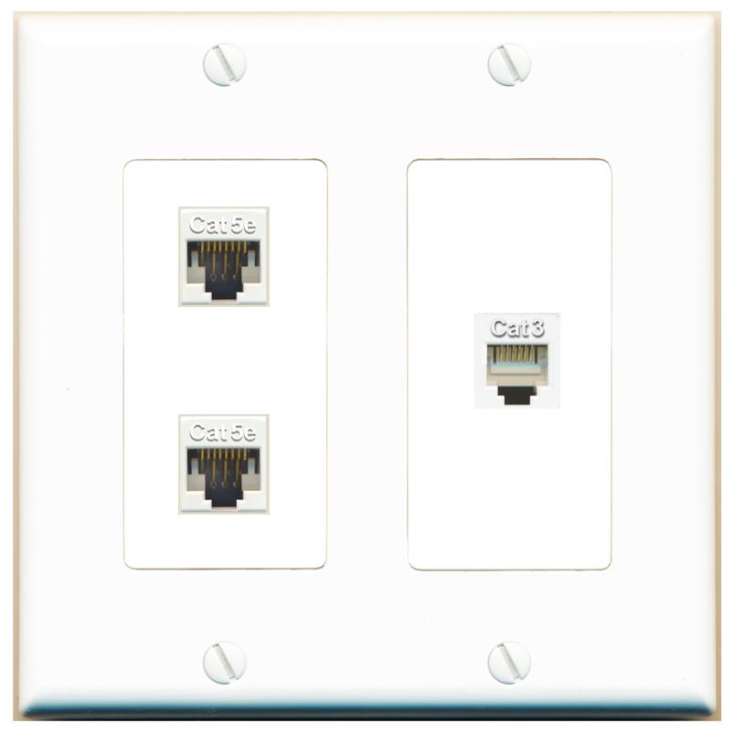 2 CAT5E PHONE Wall Plate [White]