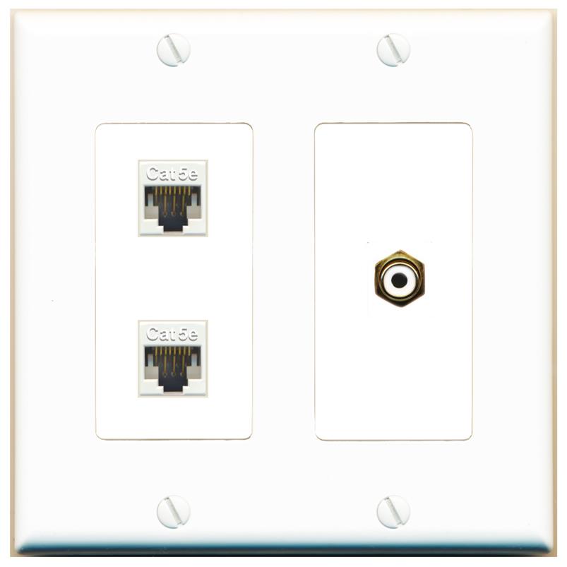 2 CAT5E RCA-WHITE Wall Plate [White]