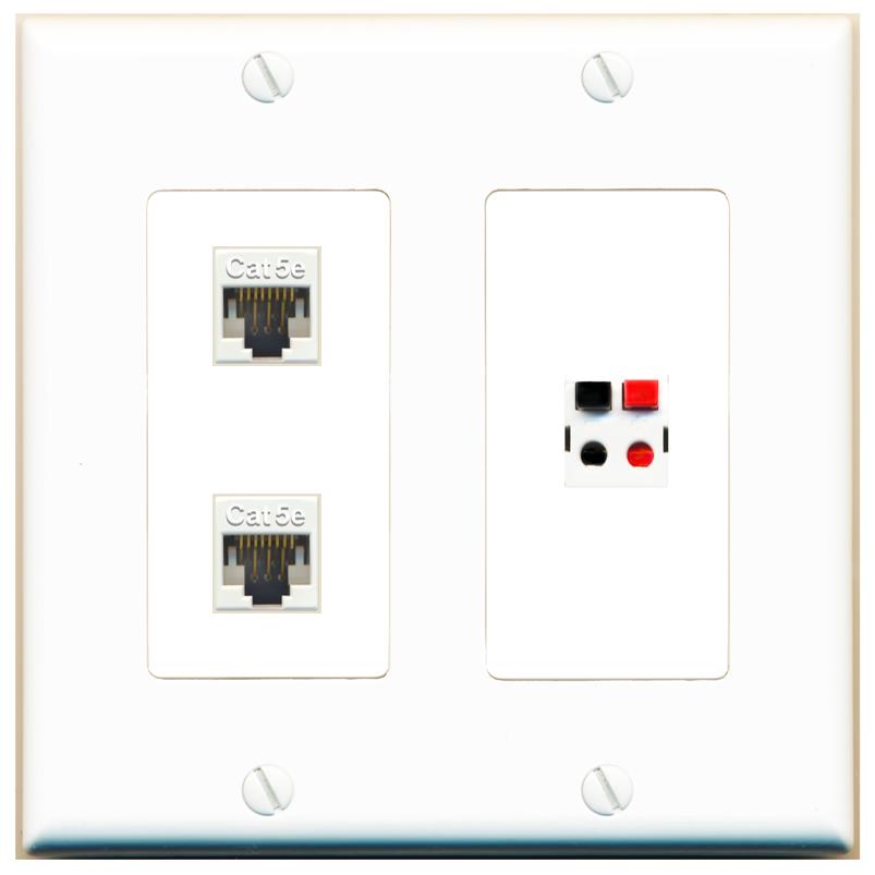 2 CAT5E SPEAKER Wall Plate [White]
