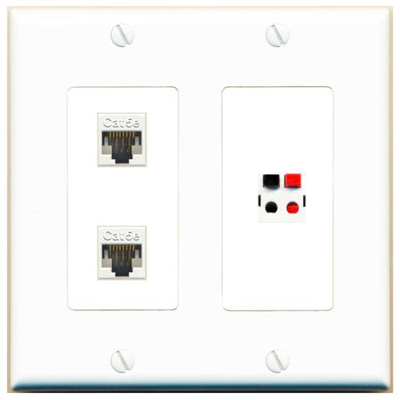 2 CAT5E SPEAKER Wall Plate [White]