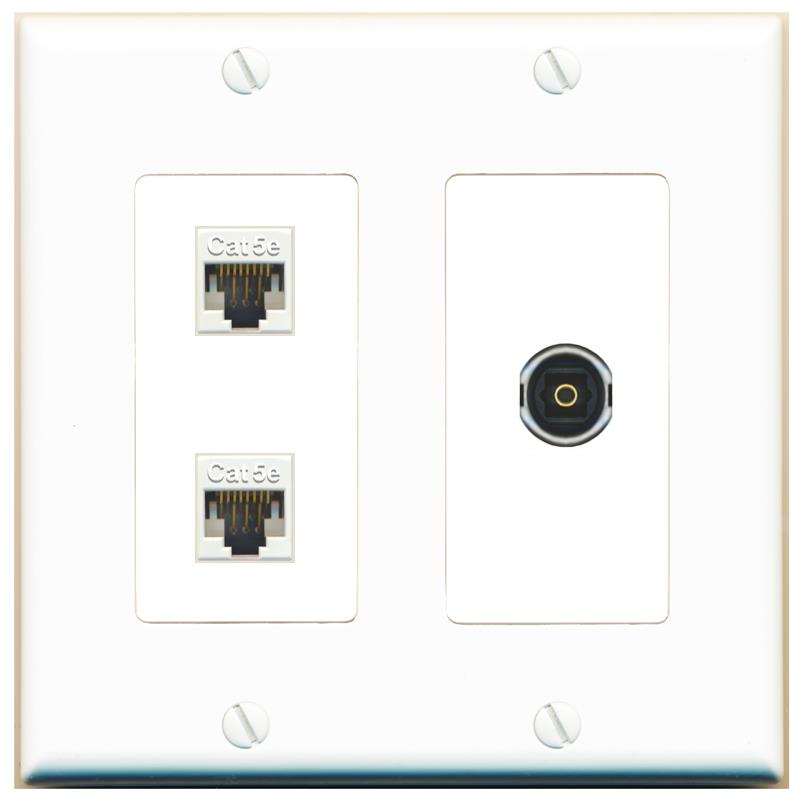 2 CAT5E TOSLINK Wall Plate [White]
