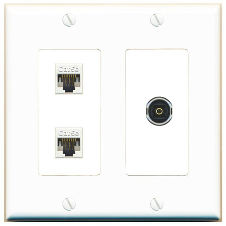 2 CAT5E TOSLINK Wall Plate [White]