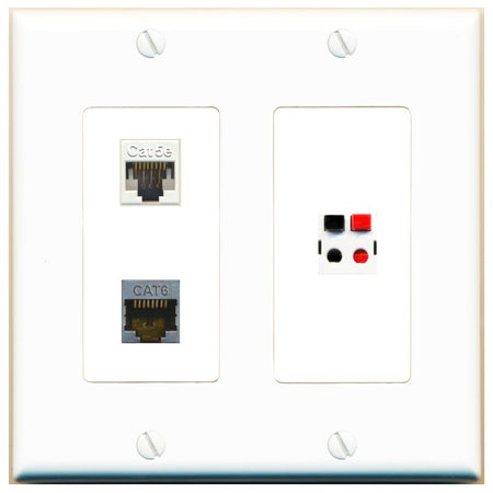 CAT5E CAT6-SHIELDED SPEAKER Wall Plate [White]