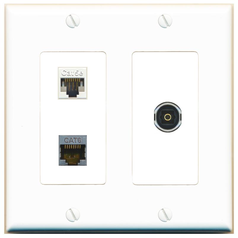 CAT5E CAT6-SHIELDED TOSLINK Wall Plate [White]