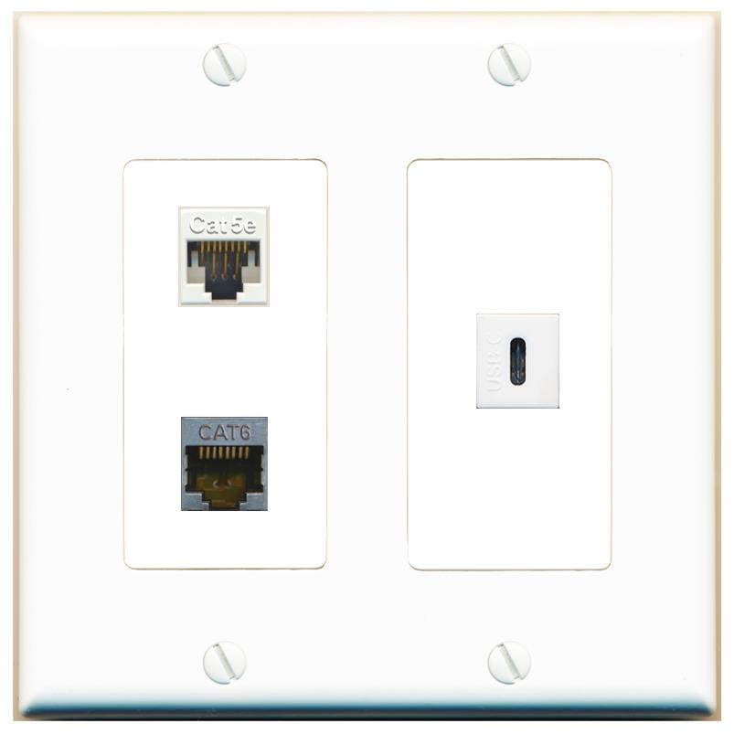 CAT5E CAT6-SHIELDED USBC Wall Plate [White]