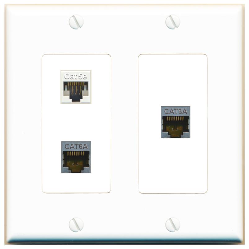 CAT5E 2 CAT6A Wall Plate [White]