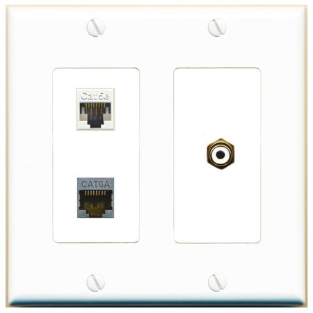 CAT5E CAT6A RCA-WHITE Wall Plate [White]