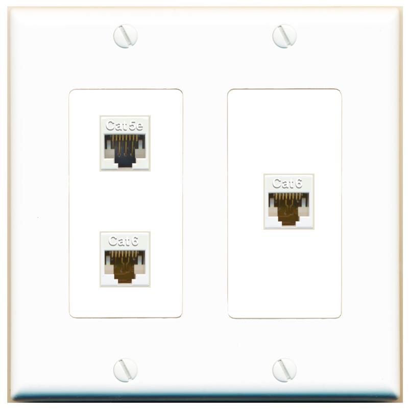 CAT5E 2 CAT6 Wall Plate [White]