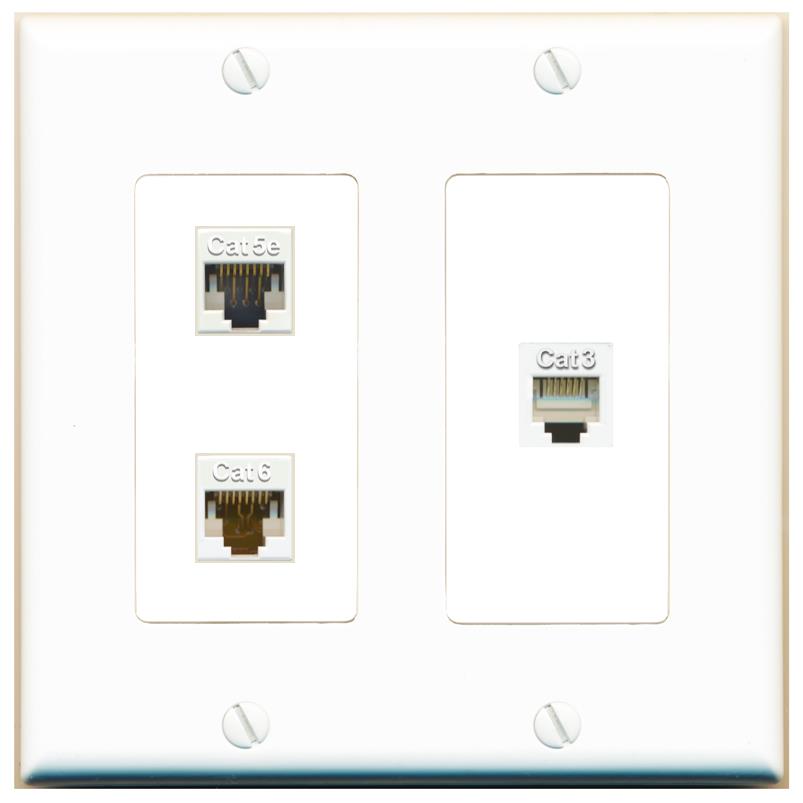 CAT5E CAT6 PHONE Wall Plate [White]