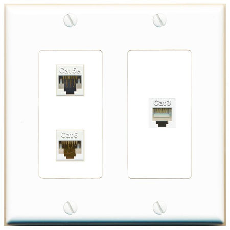 CAT5E CAT6 PHONE Wall Plate [White]