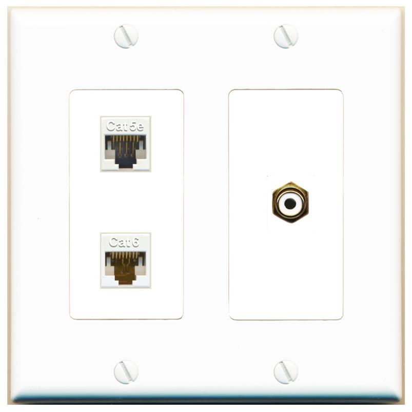 CAT5E CAT6 RCA-WHITE Wall Plate [White]