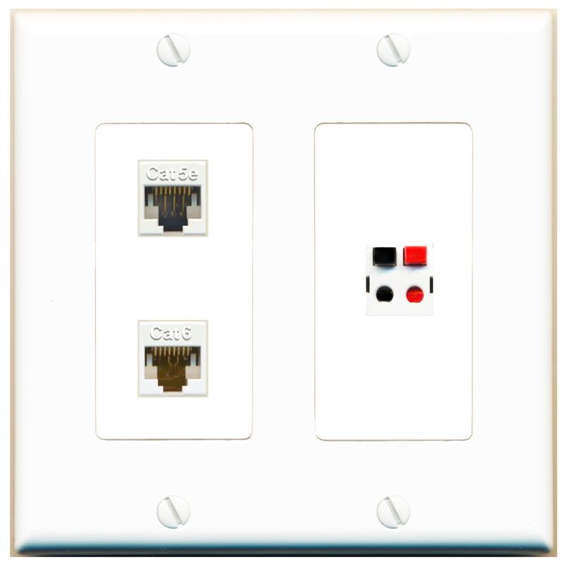 CAT5E CAT6 SPEAKER Wall Plate [White]