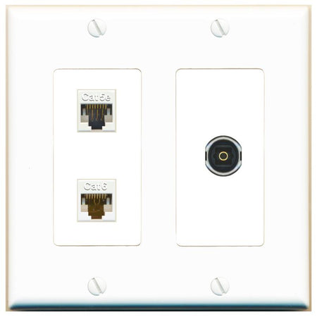 CAT5E CAT6 TOSLINK Wall Plate [White]
