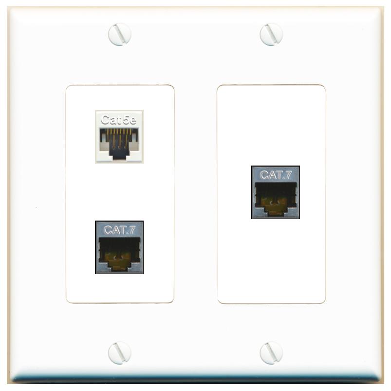 CAT5E 2 CAT7 Wall Plate [White]