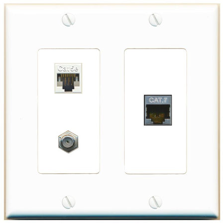 CAT5E CAT7 COAX Wall Plate [White]