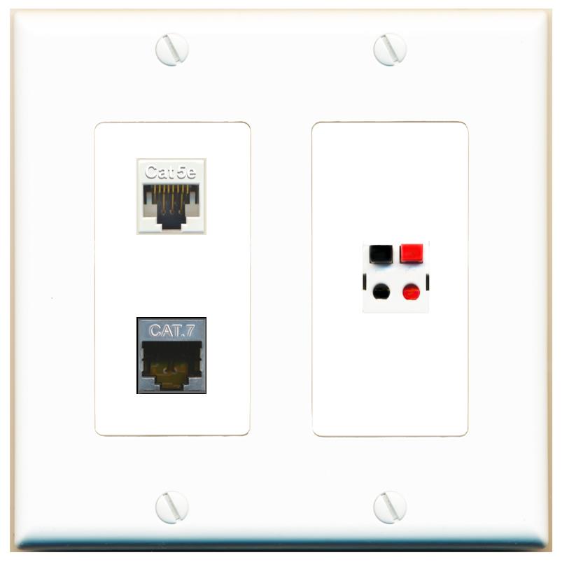 CAT5E CAT7 SPEAKER Wall Plate [White]