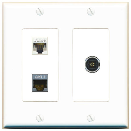 CAT5E CAT7 TOSLINK Wall Plate [White]