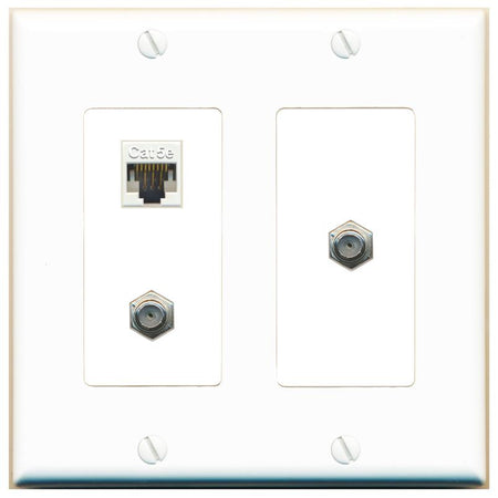 CAT5E 2 COAX Wall Plate [White]